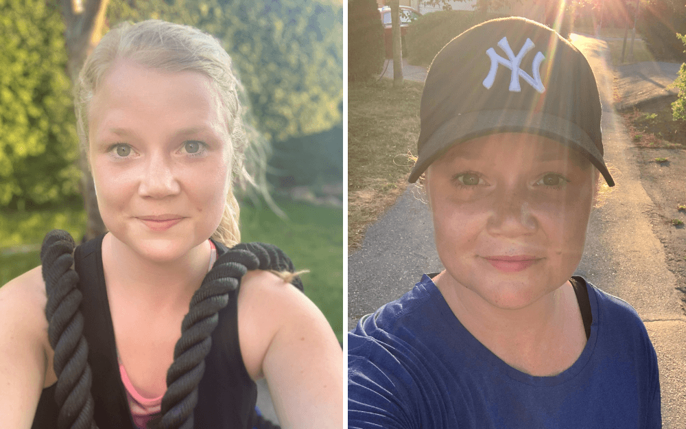 Selfie på Malin när hon tränar med Weekly Revolts app