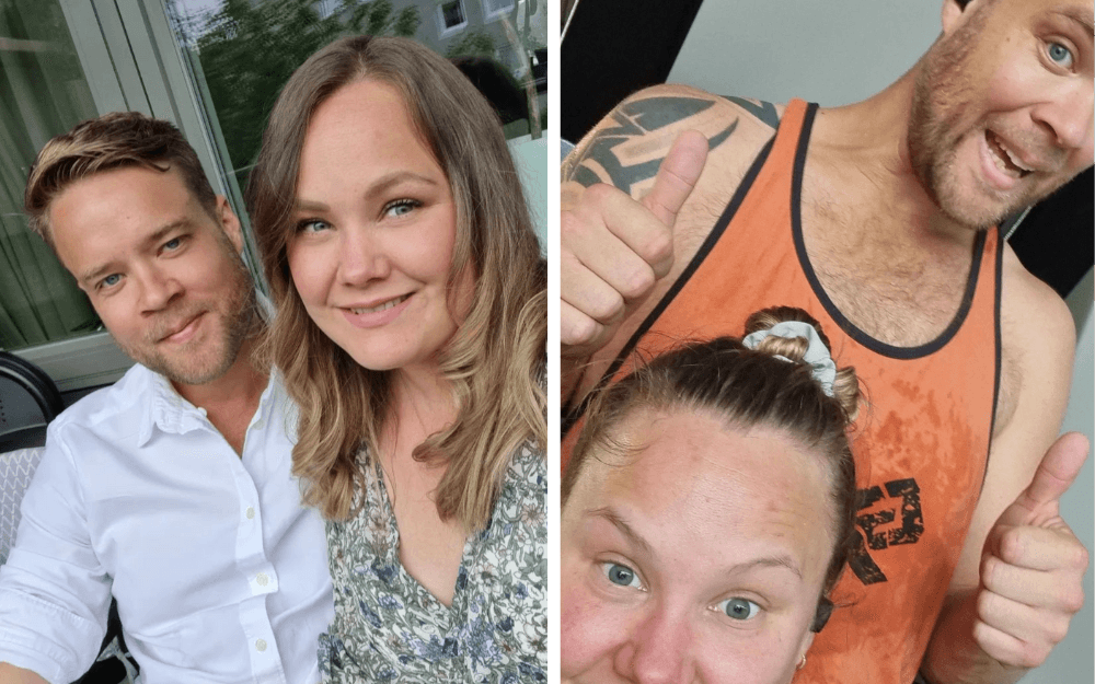 Selfie på par som tränar ihop.