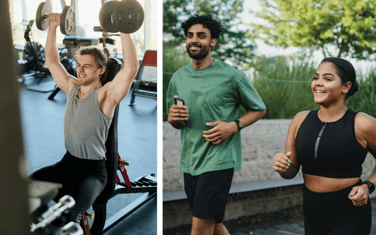 Olika personer som tränar